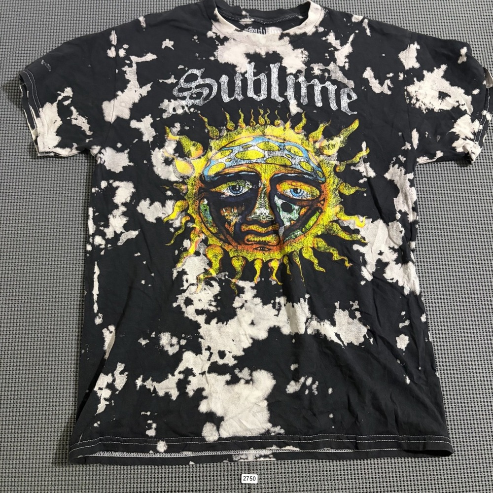 Sublime Acid Wash Graphic T-Shirt Black White Size M